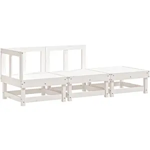 Comparateur de prix : vidaXL Salon de jardin 3 pcs blanc bois massif de pin