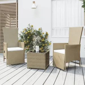 vidaXL Ensemble de salon de jardin 3 pcs beige poly rotin et acier pas cher