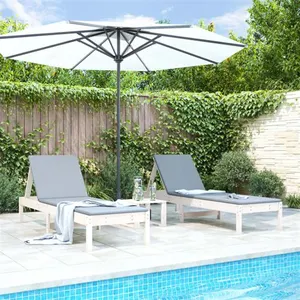 vidaXL Chaises longues lot de 2 avec table blanc bois massif de pin pas cher