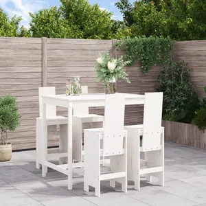 vidaXL Ensemble de bar de jardin 5 pcs blanc bois massif de pin pas cher