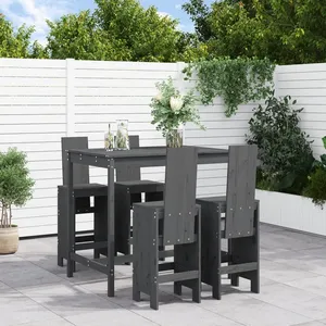 vidaXL Ensemble de bar de jardin 5 pcs gris bois de pin massif pas cher