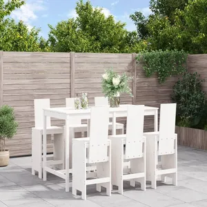 vidaXL Ensemble de bar de jardin 7 pcs blanc bois de pin massif pas cher