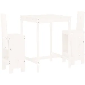 vidaXL Ensemble de bar de jardin 3 pcs blanc bois de pin massif pas cher