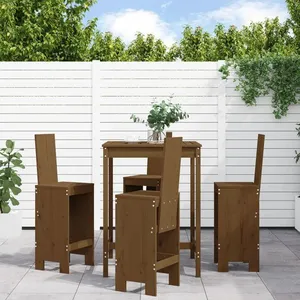 vidaXL Ensemble de bar de jardin 5 pcs marron miel bois de pin massif pas cher