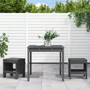 vidaXL Ensemble de bistrot de jardin 3 pcs gris bois de pin massif pas cher