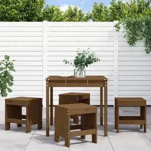 vidaXL Ensemble à manger de jardin 5pcs marron miel bois pin massif pas cher