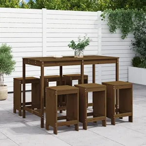 vidaXL Ensemble de bar de jardin 7 pcs marron miel bois de pin massif pas cher