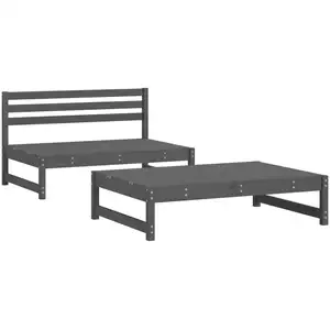 vidaXL Salon de jardin 2 pcs gris bois massif de pin