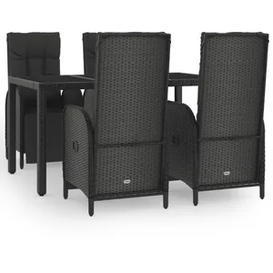 vidaXL Ensemble à manger de jardin coussins 5pcs Noir Résine tressée pas cher