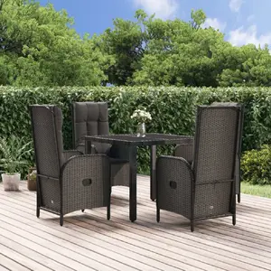 vidaXL Ensemble à manger de jardin coussins 5pcs Noir Résine tressée pas cher