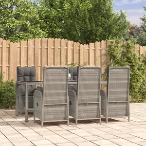 vidaXL Ensemble à manger jardin et coussins 7 pcs gris rotin pas cher