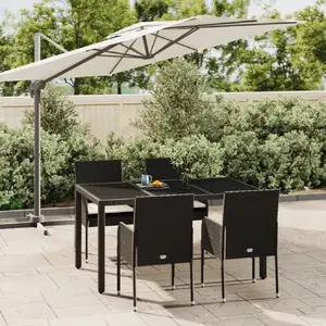 vidaXL Ensemble à manger de jardin coussins 5pcs Noir Résine tressée pas cher