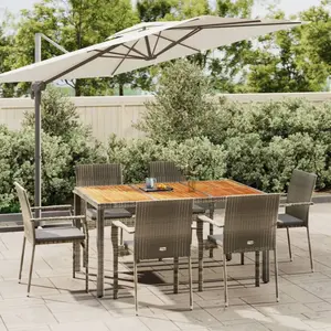 vidaXL Ensemble à manger jardin et coussins 7 pcs gris rotin pas cher