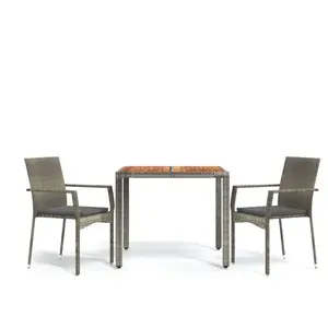 Vidaxl - Ensemble à manger de jardin 3 pcs coussins gris résine tressée pas cher