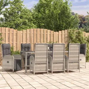 vidaXL Ensemble à manger de jardin 9 pcs coussins gris résine tressée pas cher