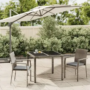 vidaXL Ensemble à manger de jardin 3 pcs coussins gris résine tressée pas cher