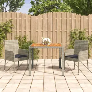 vidaXL Ensemble à manger de jardin 3 pcs coussins gris résine tressée pas cher