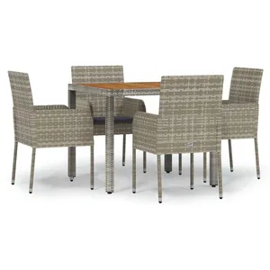 vidaXL Ensemble à manger de jardin 5 pcs coussins gris résine tressée pas cher