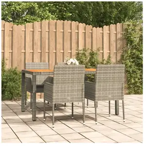 vidaXL Ensemble à manger de jardin 5 pcs coussins gris résine tressée pas cher