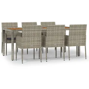 vidaXL Ensemble à manger jardin et coussins 7 pcs gris rotin pas cher