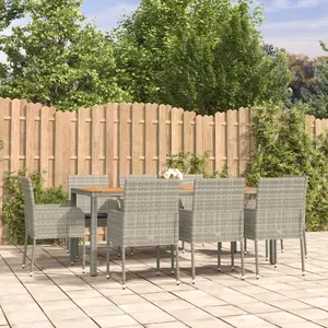 vidaXL Ensemble à manger de jardin 9 pcs coussins gris résine tressée pas cher