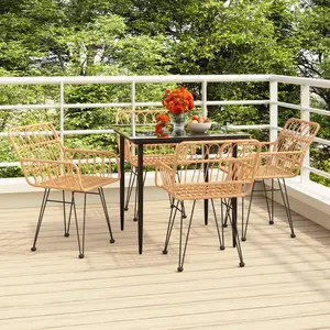vidaXL Ensemble à manger de jardin 5pcs Résine tressée pas cher