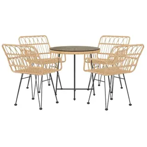 vidaXL Ensemble à manger de jardin 5pcs Résine tressée pas cher