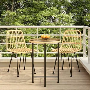 vidaXL Ensemble à manger de jardin 3 pcs Résine tressée pas cher