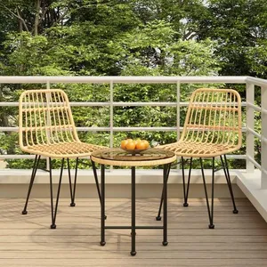vidaXL Ensemble à manger de jardin 3 pcs Résine tressée pas cher