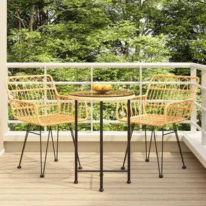 vidaXL Ensemble à manger de jardin 3 pcs Résine tressée pas cher