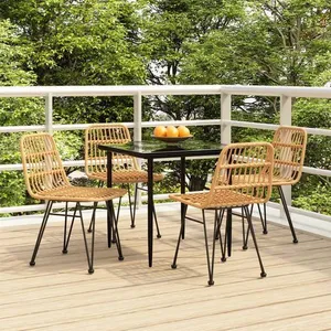 vidaXL Ensemble à manger de jardin 5pcs Résine tressée pas cher