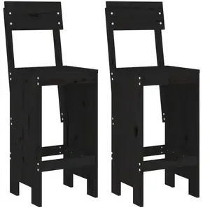 vidaXL Tabourets de bar 2 pcs noir 40x48,5x115,5 cm bois massif de pin pas cher
