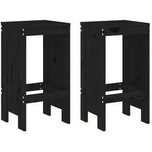 vidaXL Tabourets de bar 2 pcs noir 40x36x75 cm bois massif de pin pas cher
