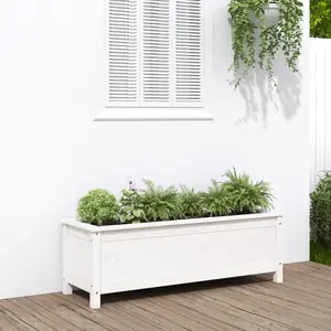 vidaXL Lit surélevé de jardin blanc 119,5x40x39 cm bois de pin massif pas cher