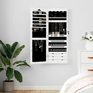 Comparateur de prix : vidaXL Armoire à bijoux avec miroir murale blanc 37,5x10x106 cm