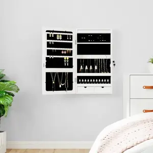 Comparateur de prix : vidaXL Armoire à bijoux avec miroir et éclairage LED mural blanc