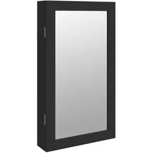 vidaXL Armoire à bijoux avec miroir et éclairage LED mural noir