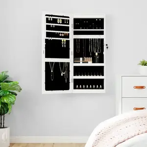 vidaXL Armoire à bijoux avec miroir et éclairage LED mural blanc pas cher