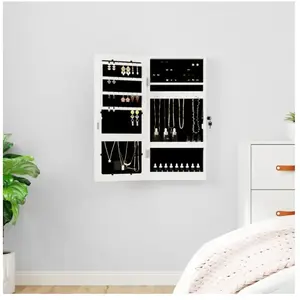 Comparateur de prix : vidaXL Armoire à bijoux avec miroir et éclairage LED mural blanc