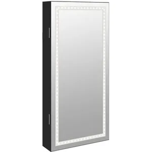 Comparateur de prix : vidaXL Armoire à bijoux avec miroir et éclairage LED mural noir