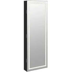 vidaXL Armoire à bijoux avec miroir et éclairage LED mural noir