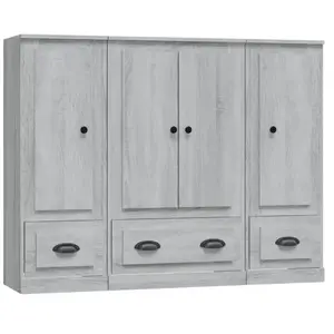 vidaXL Buffets 3 pcs sonoma gris bois d'ingénierie