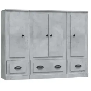 vidaXL Buffets 3 pcs gris béton bois d'ingénierie pas cher
