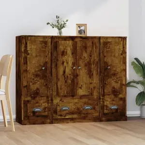 vidaXL Buffets 3 pcs chêne fumé bois d'ingénierie