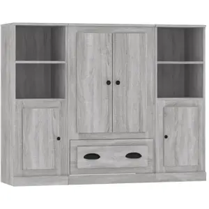vidaXL Buffets 3 pcs sonoma gris bois d'ingénierie pas cher