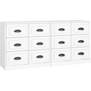 vidaXL Buffets 2 pcs blanc bois d'ingénierie pas cher