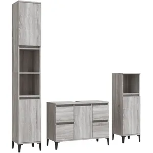 Comparateur de prix : vidaXL Ensemble de meubles de salle de bain 3 pcs Sonoma gris