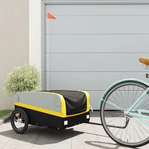 Comparateur de prix : vidaXL Remorque de vélo noir et jaune 45 kg fer