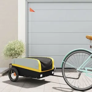 Comparateur de prix : vidaXL Remorque de vélo noir et jaune 30 kg fer