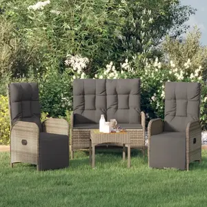 vidaXL Ensemble à manger de jardin 3 pcs coussins gris résine tressée pas cher